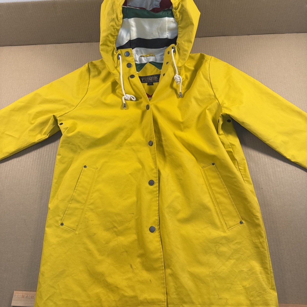 Pendleton Women's Yellow Rain Slicker Jacket Aztec Lining Large